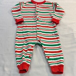 Little Blue House - Festive Striped Red & Green Kids One Piece